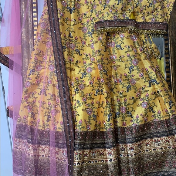 Silk prints lengha , more designs available now on Instagram at shandesigns2020 - Picture 8 of 8